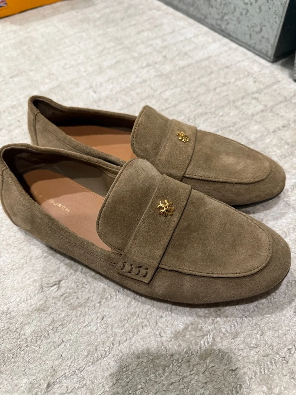 Tory Burch Suede Ballet Loafers in River Rock - Picture 5 of 7